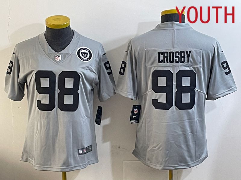 Youth Oakland Raiders #98 Crosby Grey 2024 Nike Limited NFL Jersey style 4